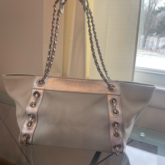 Burberry Blue Label Tote Shoulder Bag Tweed Leather Chain Strap Japan Exclusive - Picture 11 of 17